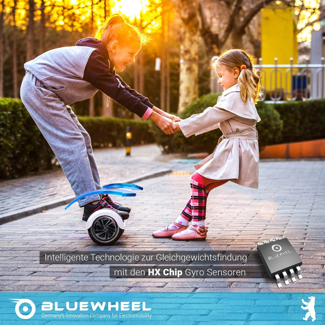 Bluewheel 6,5" Premium Hoverboard HX310s – Elektroboard mit LED, Bluetooth Lautsprecher, starker Dua