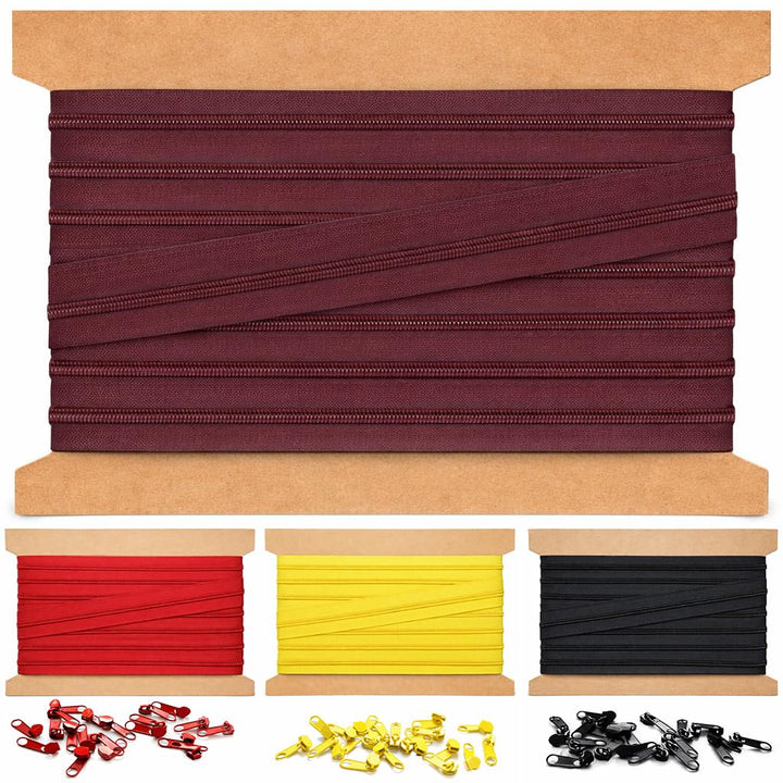 10m Endlosreissverschluss 5mm mit 20 zipper reissverschluss endlos Weinrot 10m + 20 Zipper Weinrot,