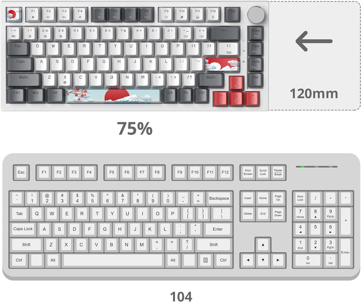 SOLIDEE 75% mechanische Gaming-Tastatur,hot-swap-fähige Tastatur mit rote Schalter,RGB-Hintergrundbe