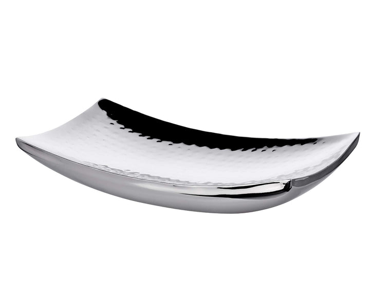 EDZARD Schale Dallas (30 x 18 cm) rechteckig, Edelstahl gehämmert hochglanzpoliert, Dekoschale, Obst