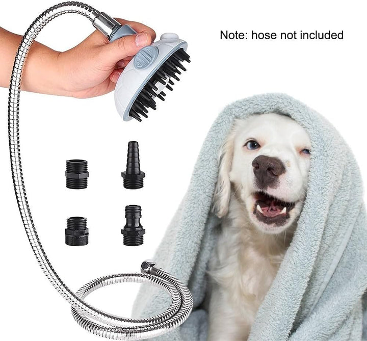 Haustier Duschkopf, Haustier Duschsprüher, Haustier-Badebürsten-Sprühset mit 4 Sprinkler-Adapter für
