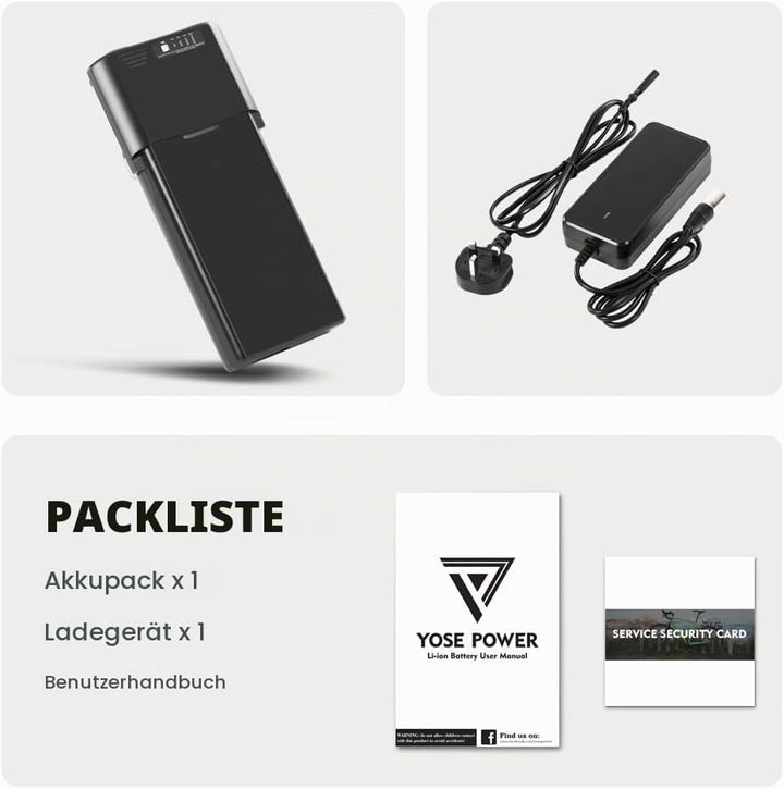SHIMOST E-Bike Li-ion Batterie 36V 14,5Ah Hailong Akku mit Ladegerät für Elektrofahrrad Pedelec, Pas