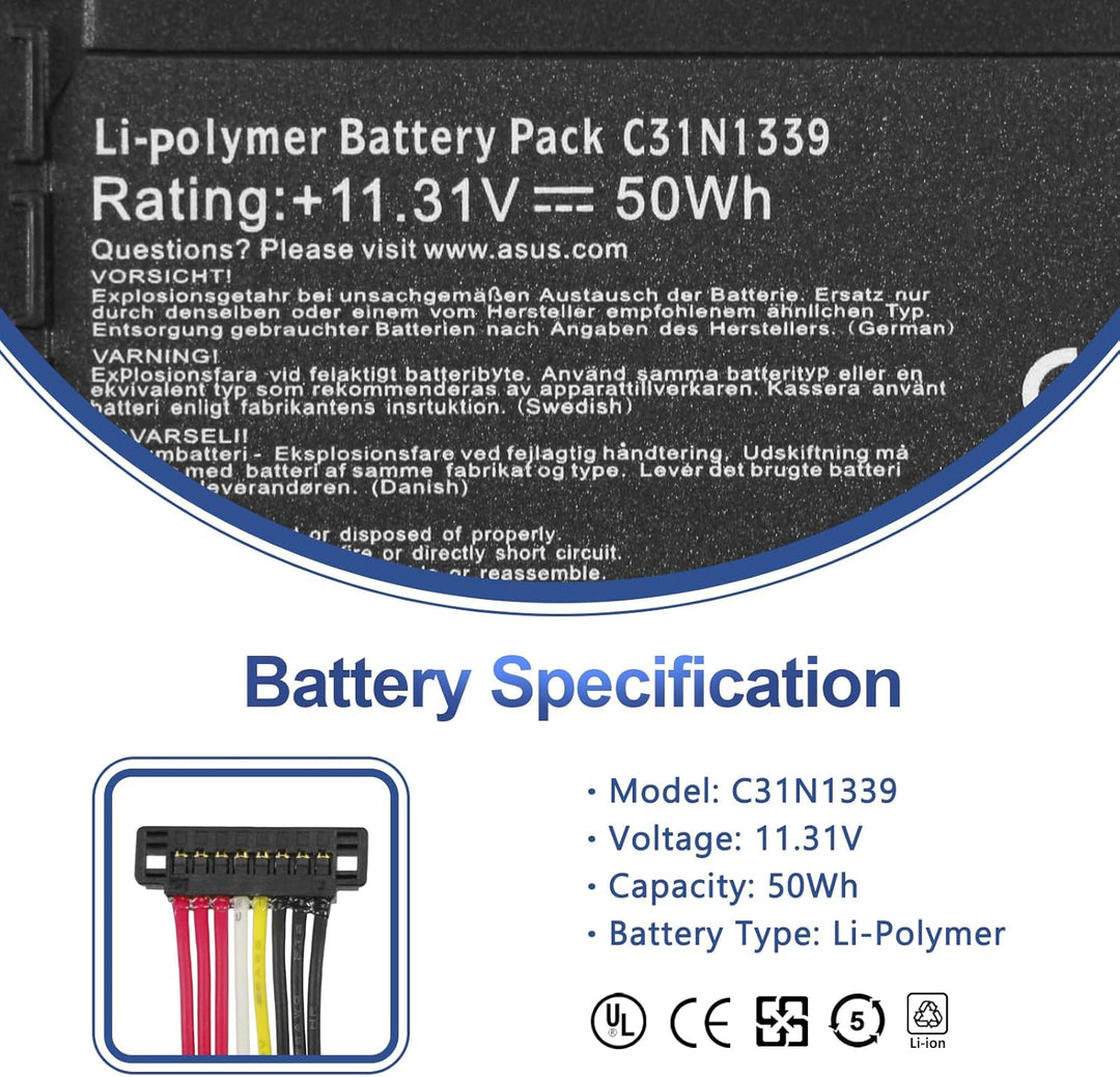 ANTIEE Laptop Akku für 50Wh Asus C31N1339 ZenBook UX303 UX303L UX303L UX303LN TP300L UX303LB UX303LN