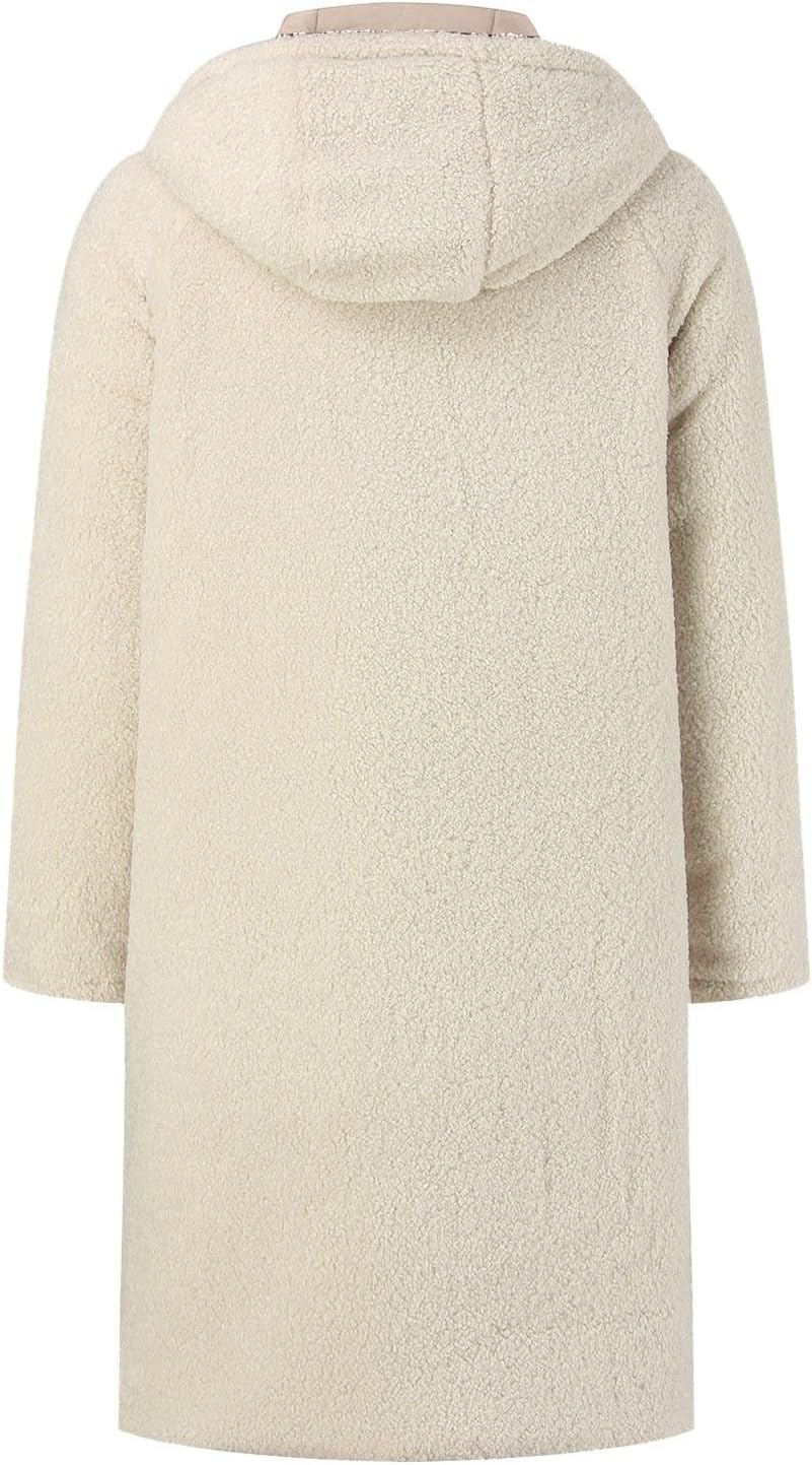 Duohropke Sherpa Jacken für Damen,Wendemantel für Damen,Damen 2023 Herbst Mode Mäntel,Damen Zip Up W