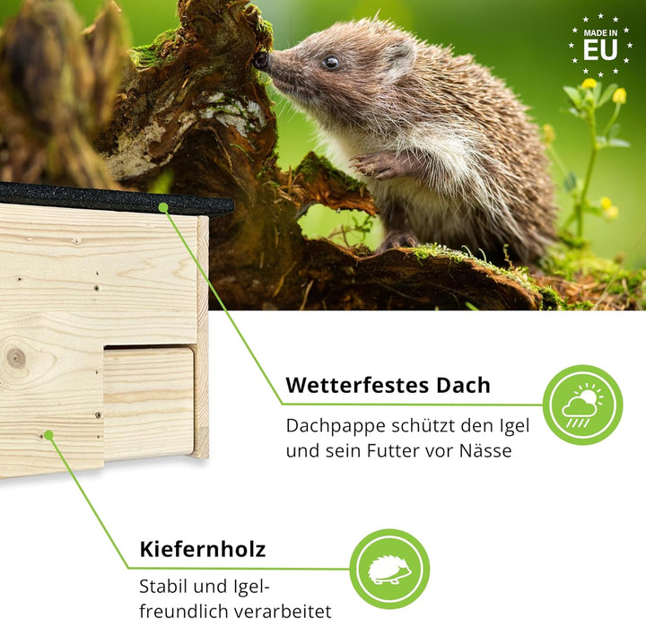 gartenetage Igelfutterhaus mit Zwei Eingängen und Rattenklappen/Igelhaus Winterfest mit Boden Katzen