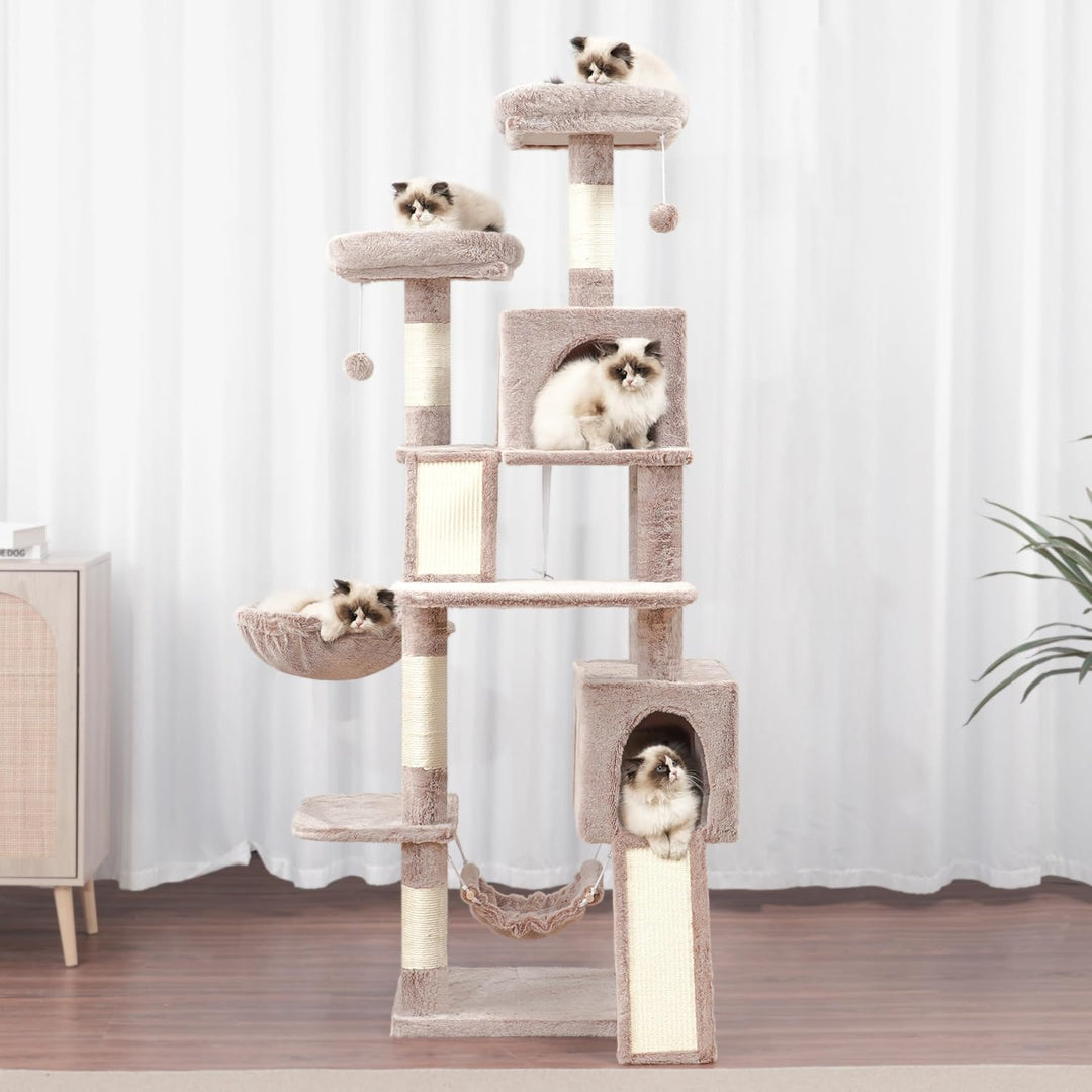 Kratzbaum, Katzenbaum für Innenbereich, 180cm Katzenkratzbaum mit grosse ausgewachsene Katzen, 2 Kra