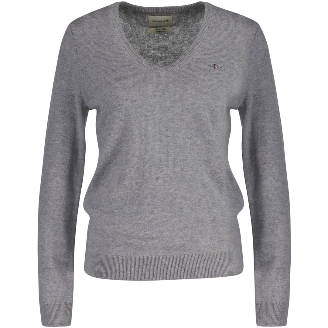 Gant Herren Extrafine Lambswool V-Neck Pullover (1er Pack) M Grey Melange, M Grey Melange