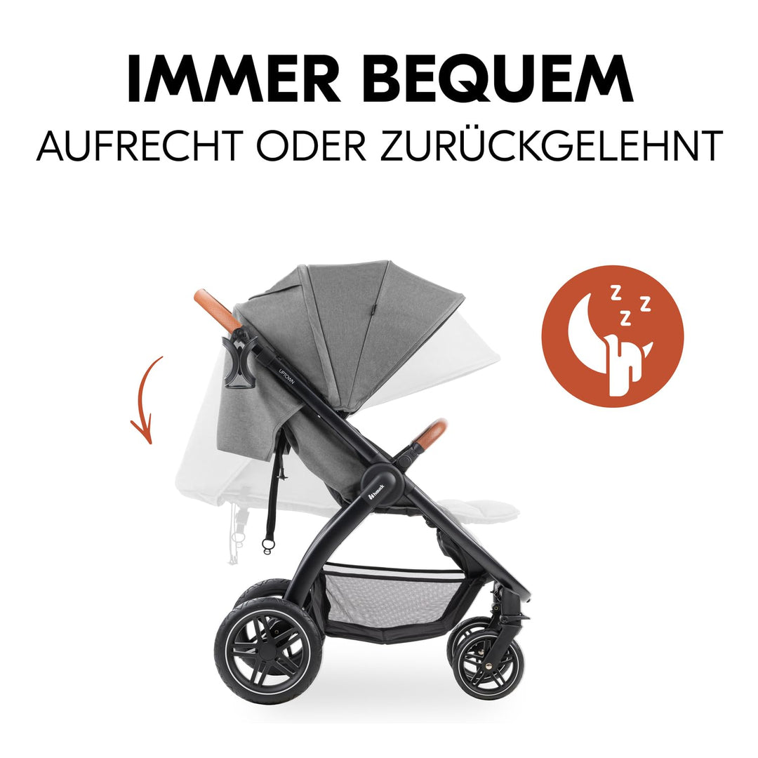 hauck Uptown, Melange Grey - Kinderbuggy mit Liegeposition ab Geburt, Breiter Sitz bis 22 kg, Geträn