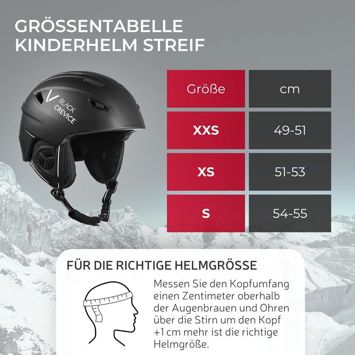 BLACK CREVICE Kinder-Skihelm Streif I Kinder Ski-Helm in sportlichem Design I stossfester Skihelm fü