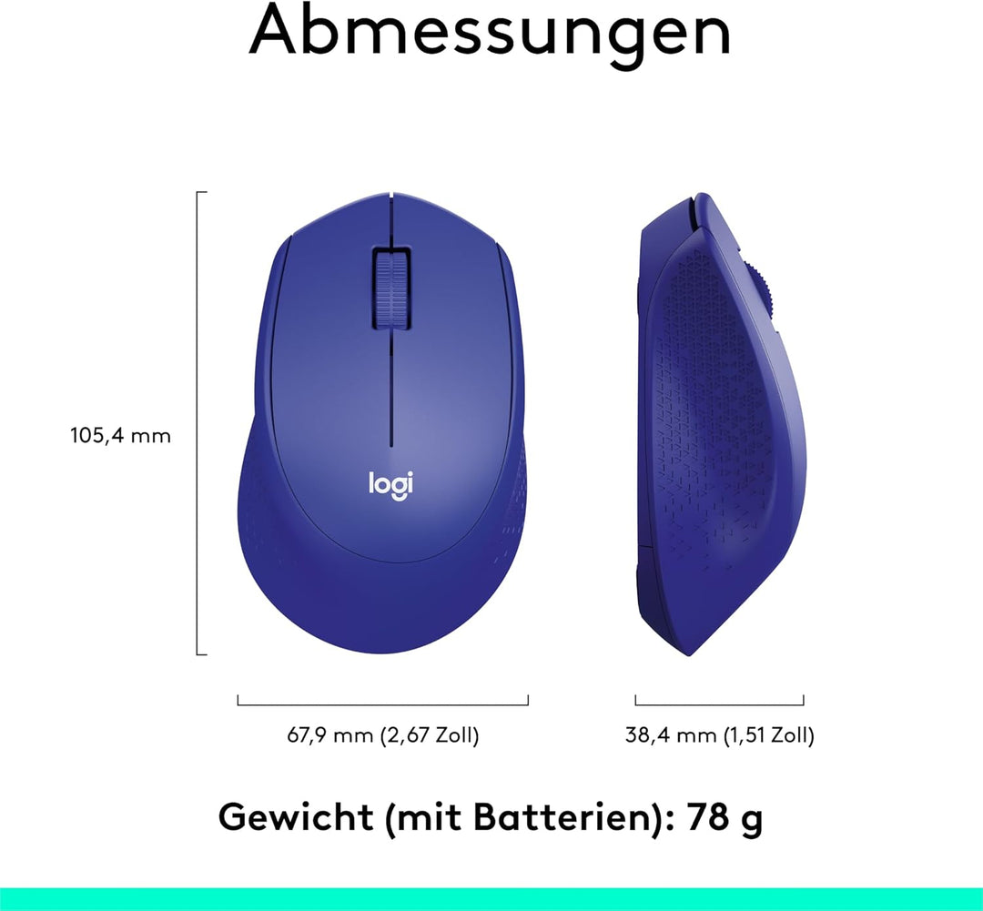 Logitech M280 Kabellose Maus, 2,4 GHz mit USB-Nano-Empfänger, 1000 DPI Optical Tracking, 3 Tasten, 1