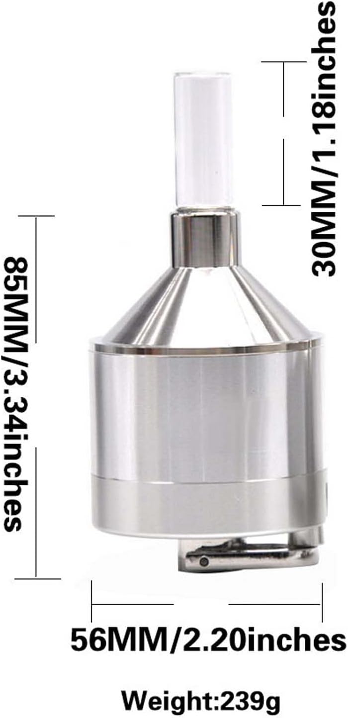 Manuelle Pulvermühle aus Aluminium mit Glasflasche und Trichter, handgekurbelte Metallmühle, geeigne