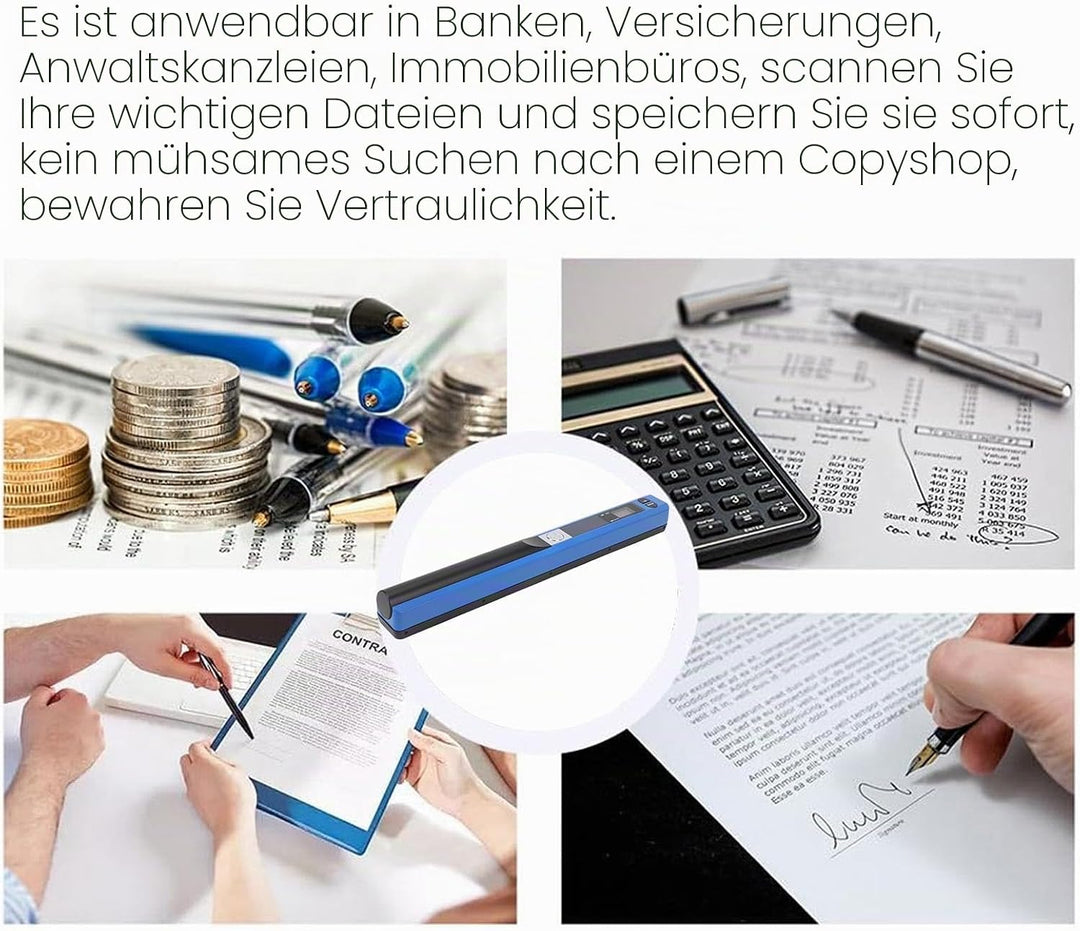 Elprico Tragbarer Scanner, Handheld-A4-Dokumentenscanner mit 900 DPI Auflösung, JPEG- und PDF-Modi,