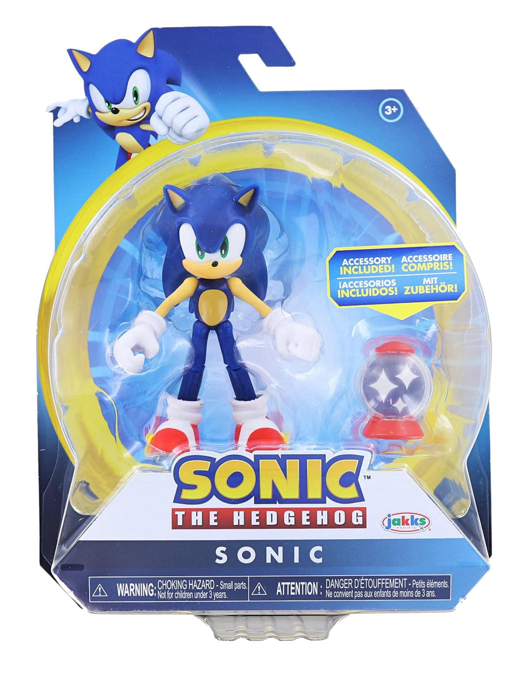 Sonic the Hedgehog Actionfigur 10 cm mit Unverwundbar Item Box Zubehör - 11 Bewegungspunkte - Spielz