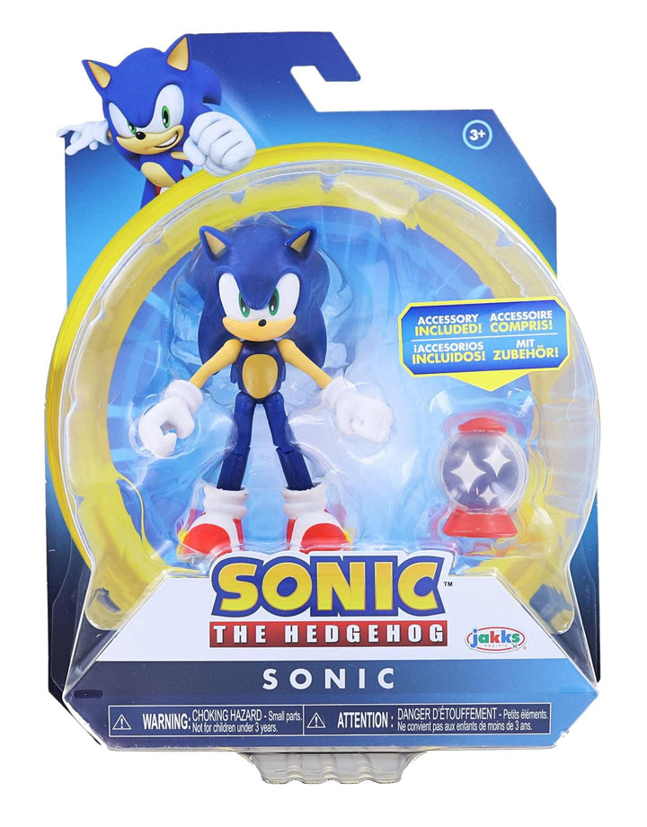 Sonic the Hedgehog Actionfigur 10 cm mit Unverwundbar Item Box Zubehör - 11 Bewegungspunkte - Spielz