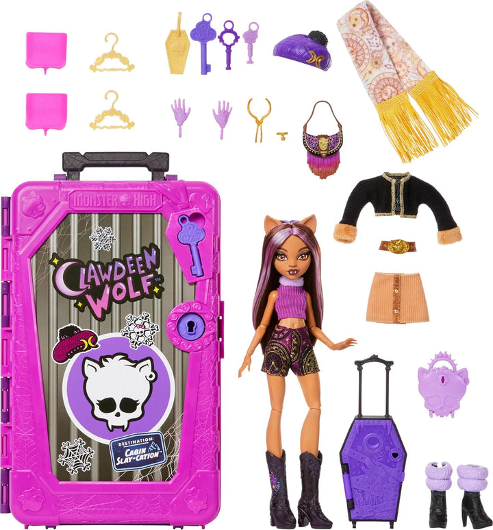 Monster High Skulltimate Secrets Clawdeen Wolf-Puppe und Zubehörset, Destination: Hütten-Gruselurlau