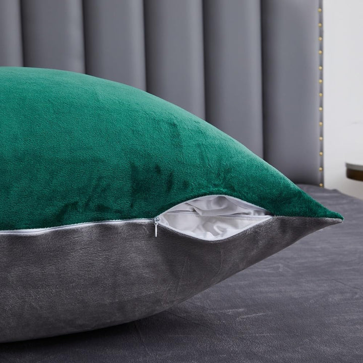 DXHOME Winter Plüsch Bettwäsche 200x220cm Grün Dunkelgrün Grau Fleece Flauschig Winterbettwäsche Mic
