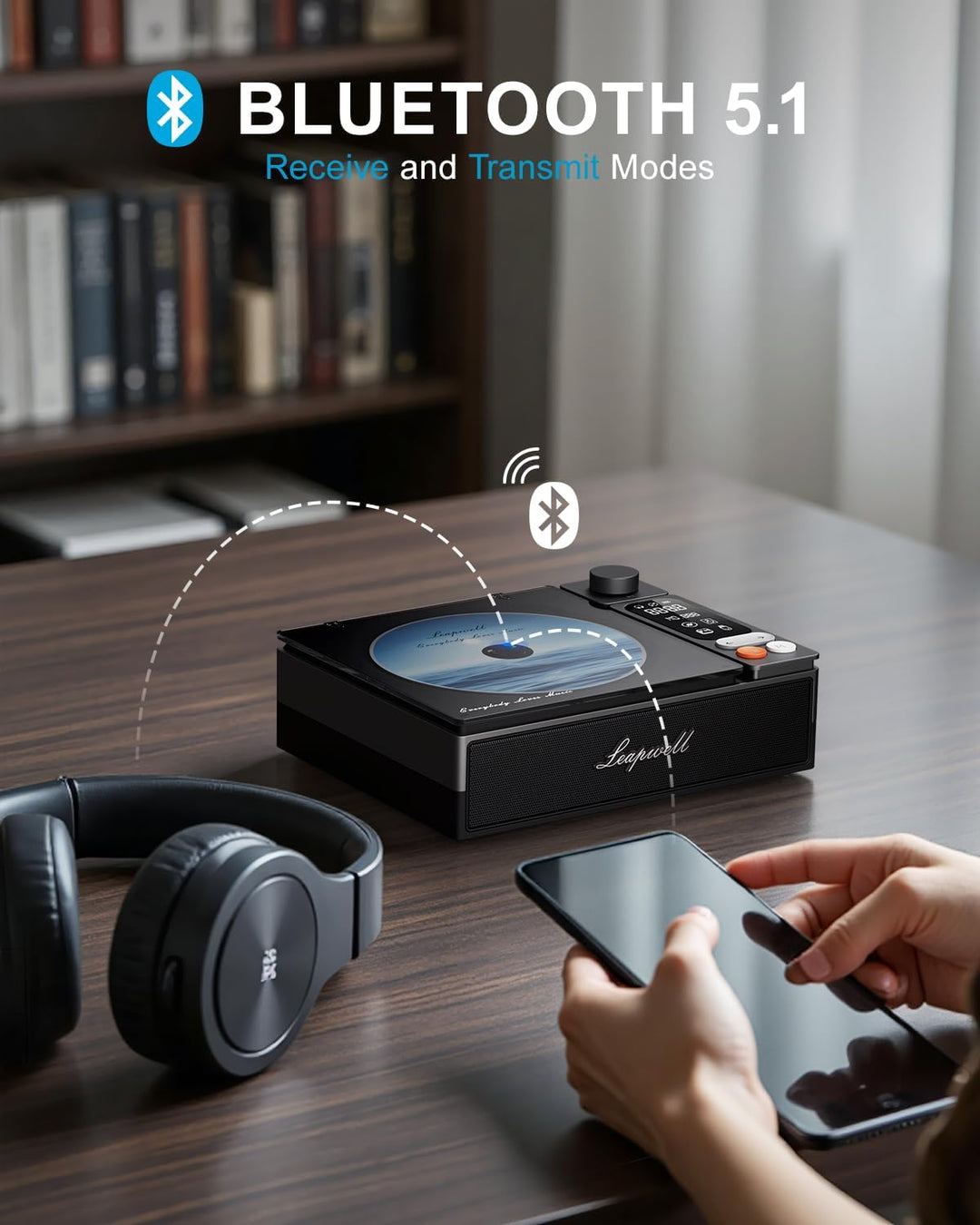 CD Player Tragbar, Leapwell Tragbarer CD Player mit Lautsprecher Bluetooth CD-Player mit Fernbedienu