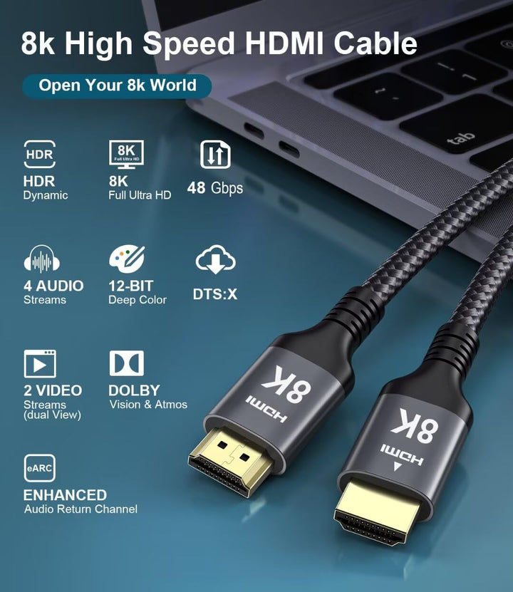 Adauxter 4K HDMI Kabel 10M, High Speed HDMI Kabel mit Ethernet Unterstützung 4K 60Hz 2K 165Hz 1080p