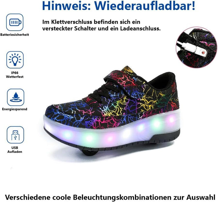 HUSKSWARE Rollschuhe Schuhe Jungen Mädchen Mit 4 Rollen Skateboardschuhe, verstellbar Jugend Schuhe