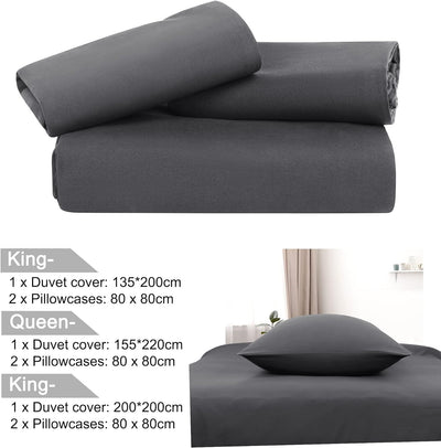 PiccoCasa 3 teilig Bettwäsche 200x200cm Mikrofaser Bettwaesche Set Modern Weicher Bettbezüge + 2 Kis