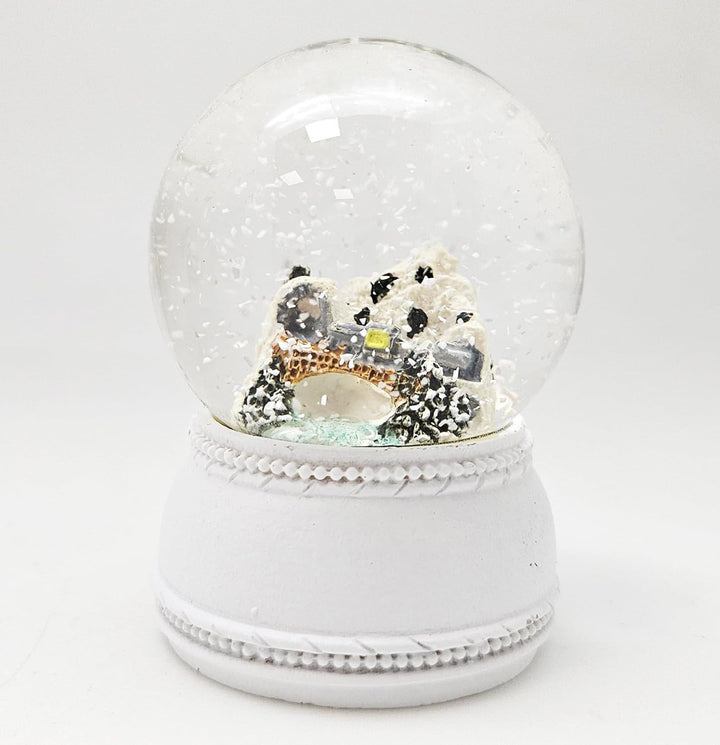 3 süsse Mini-Schneekugeln Winter und Weihnacht | Durchmesser 45mm - Sockel weiss Nostalgie | 20264ab