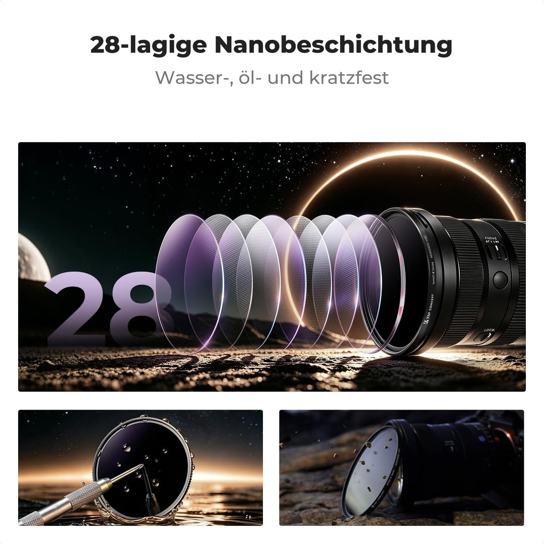 K&amp;F CONCEPT Nano-X Serie 77mm ND1000000 Filter Fester ND Filter Graufilter für Himmelsereignisfotogr
