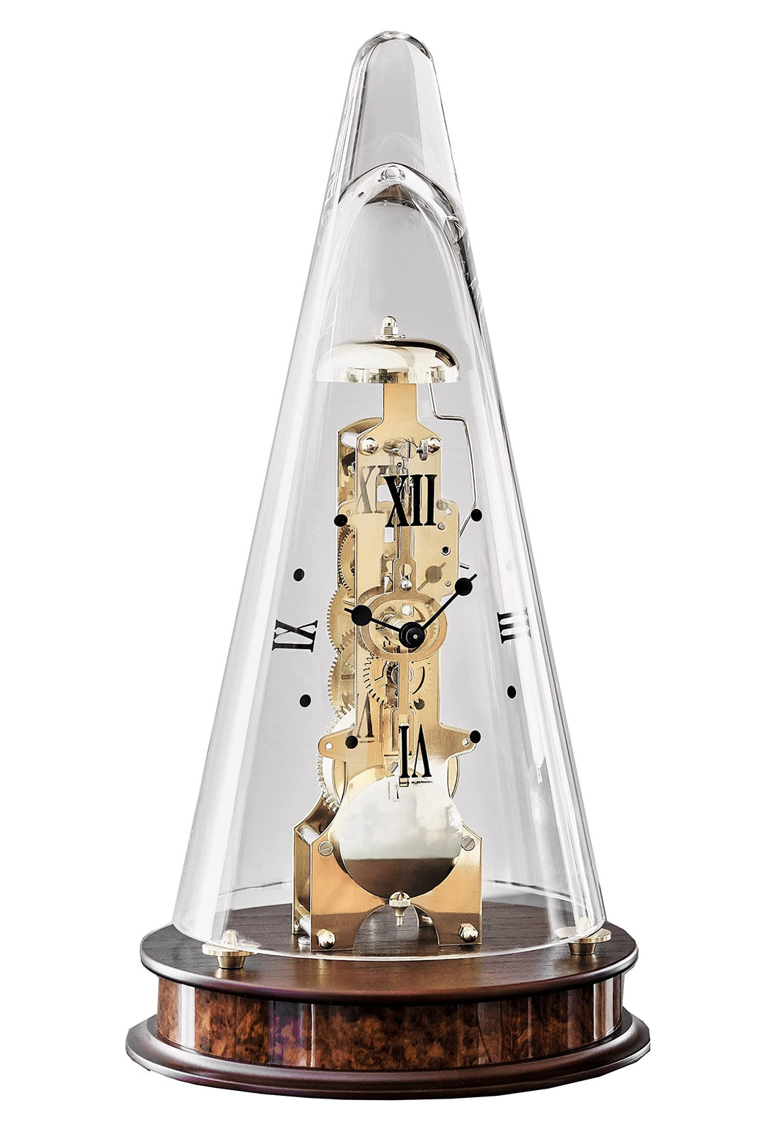 Hermle 22716-030791 Mechanische Tischuhr mit Verglasung, Nussbaum, Ø 18cm x 35cm