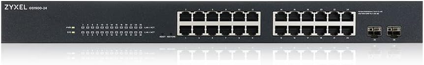 Zyxel 24-Port Gigabit Switch | Smart Managed | Rackmontage und lüfterloses Design | VLAN, IGMP, QoS