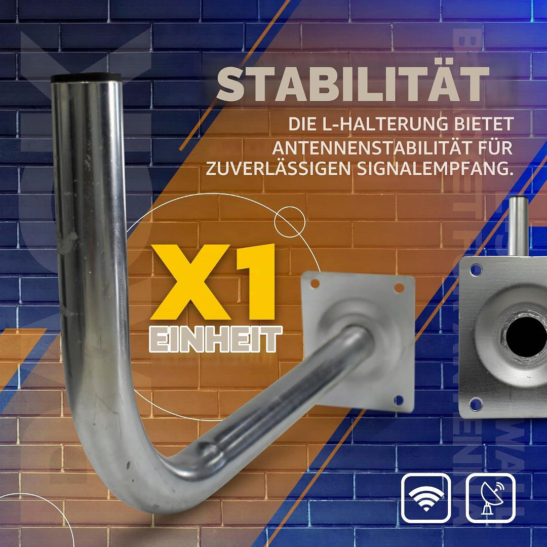 DOJA Barcelona | Wand SAT Halterung | Packung 1 | L-förmiger Wand Antennenmast | Ø 38mm | 50 X 24cm