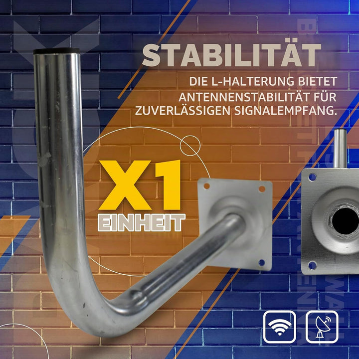 DOJA Barcelona | Wand SAT Halterung | Packung 1 | L-förmiger Wand Antennenmast | Ø 38mm | 50 X 24cm