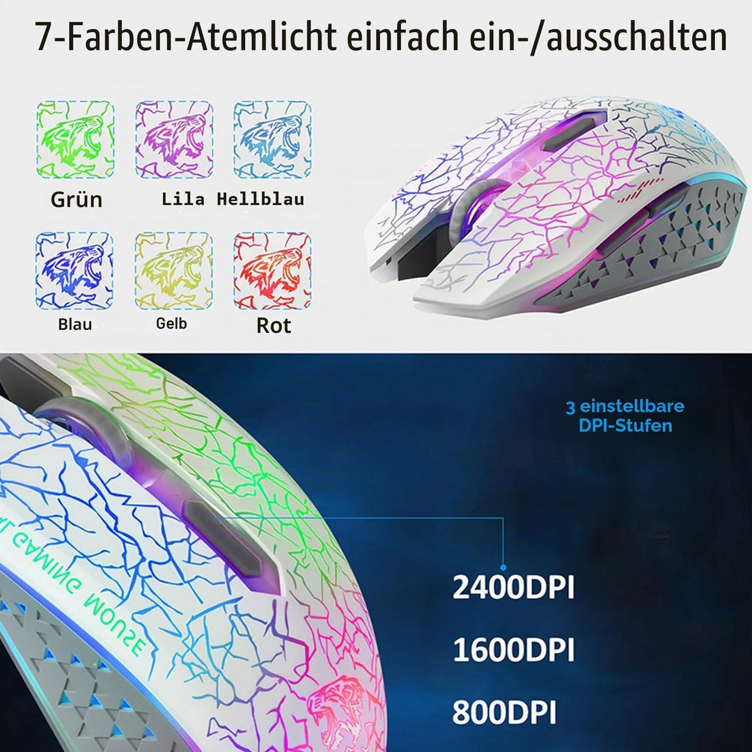 Uiosmuph M2 kabellos wiederaufladbar Gaming Maus Optische geräuschlos Mäuse mit Nano Empfänger 6 Tas