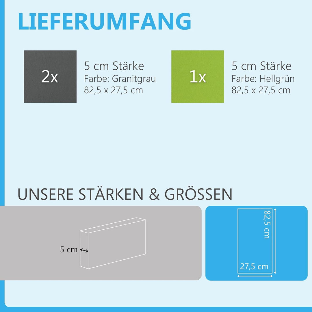 platino24 Schallabsorber COLORE aus Basotec G+ I Akustikpaneele mit Akustikfilz I 3 Wand-Paneele in
