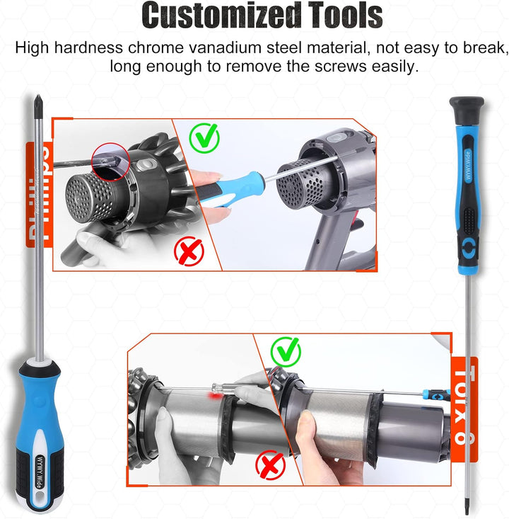 Individuelles Schraubendreher-Set kompatibel mit Dyson V6, V7, V8, V10, V11, V12, V15 Staubsauger, W