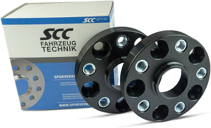 SCC Spurverbreiterung 13108BWS - Buchse schwarz eloxiert - LK: 112/5 NLB: 57,1 GEW: M14x1,5 - 25mm -