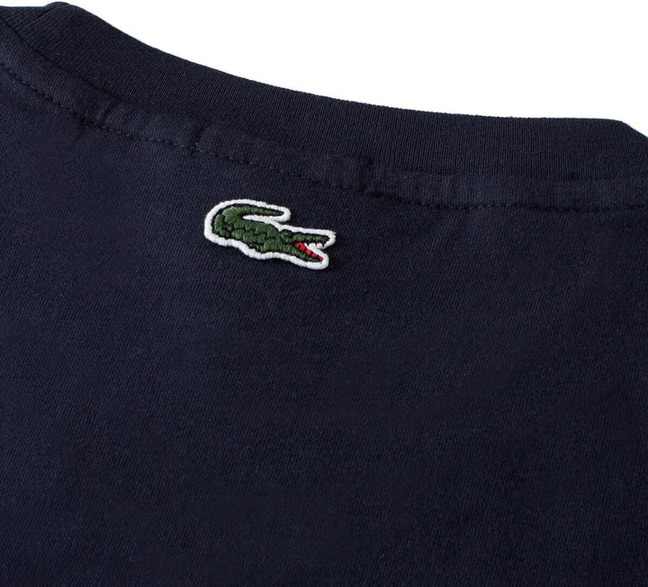 Lacoste Herren T-Shirt Rundhals TH1218, Männer Logo Tshirt,Print Tee,Regular Fit M Navy Blue (166),