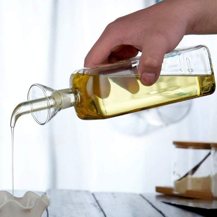 Ölflasche, Glasflasche, Olivenöl, Spender, Kochen, Öl, Essig, Messspender mit Ausguss, für Küche und