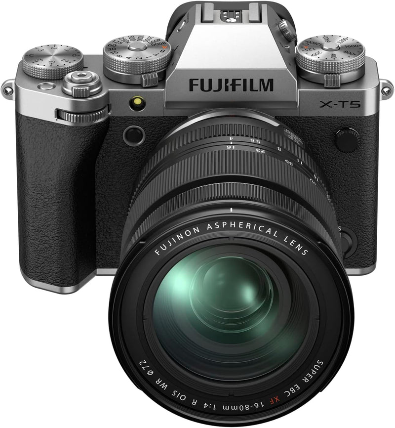 Fujifilm X-T5 Silber + FUJINON XF16-80mmF4 R OIS WR Objektiv Kit, 4547410486544 Silber XF16-80mmF4 R