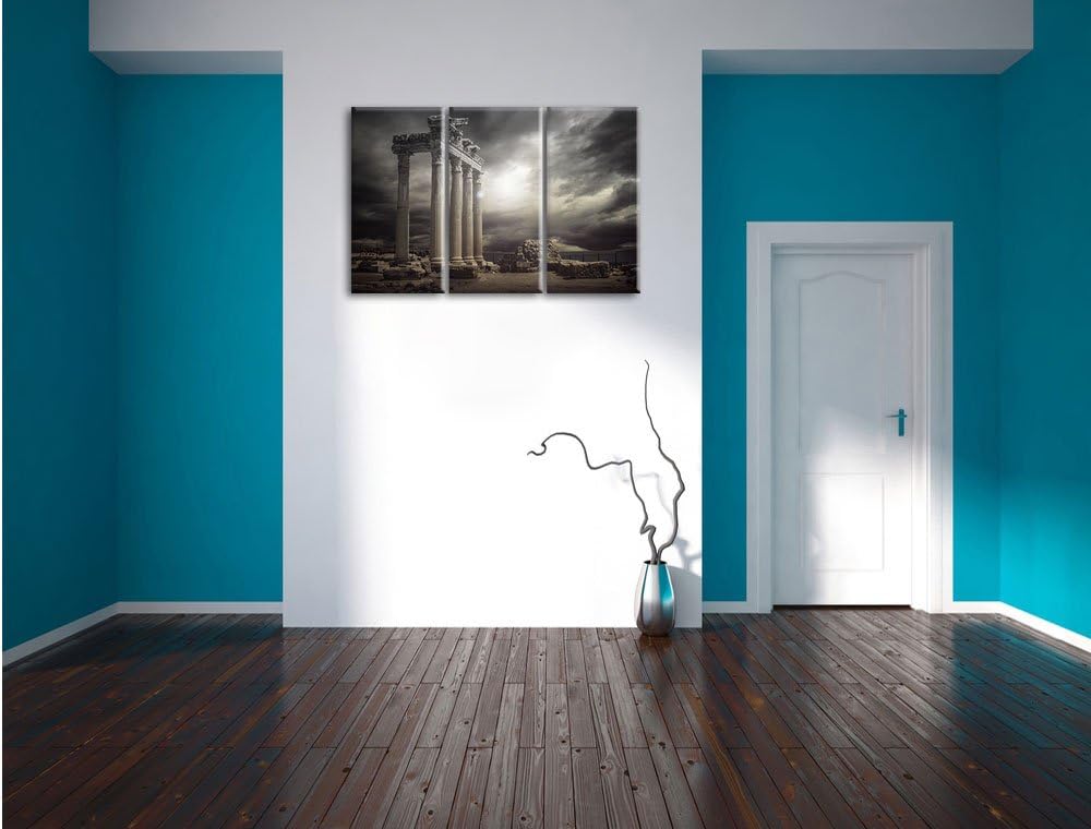 Pixxprint Apollon Tempel Ruine in Side als Leinwandbild/Grösse: 3 Teilig (120x80) cm/Wandbild/Kunstd