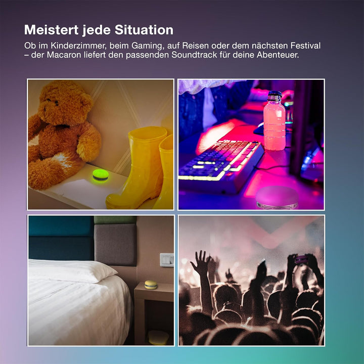 Osram Smart Macaron, Bluetooth-Lautsprecher mit Dreh-Farblicht, Musik-Sync & App-Timer – 3 Modi, Ste