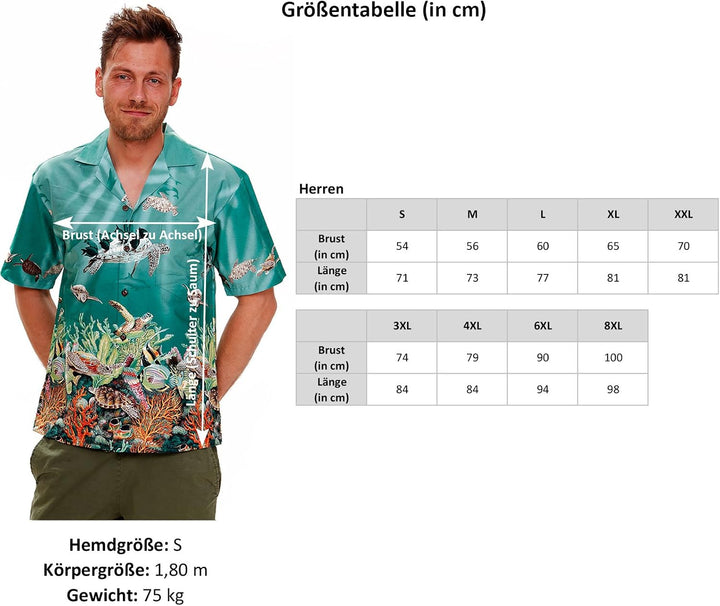 KY‘s | Original Hawaiihemd | Herren | S - 8XL | Kurzarm | Front-Tasche | Hawaii-Print | Hibiskus Blu