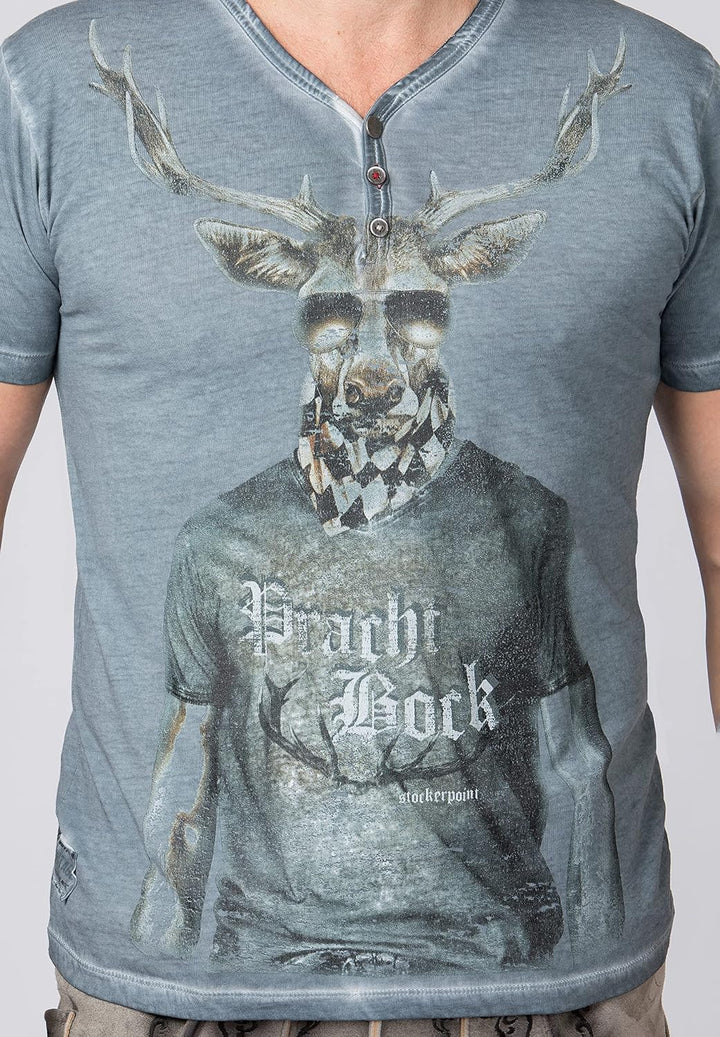 Stockerpoint Herren Prachtbock Trachtenshirt, Rauchblau