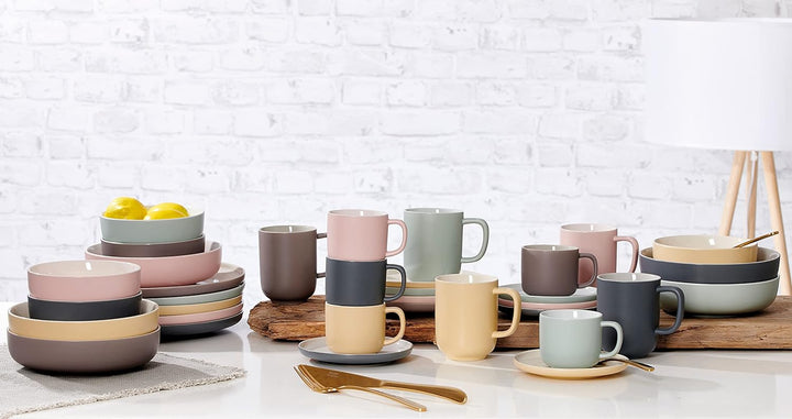 Ritzenhoff & Breker Kaffeebecher-Set Jasper, 4-teilig, je 320 ml, Taupe, Steinzeug, Taupe