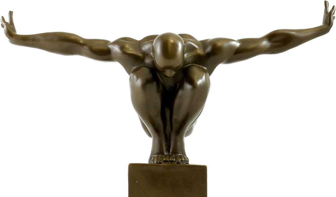 Kunst & Ambiente - Moderne Bronzefigur - Der Athlet - signiert Milo - Echte Bronze Figur - Sport Sku
