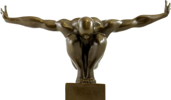 Kunst & Ambiente - Moderne Bronzefigur - Der Athlet - signiert Milo - Echte Bronze Figur - Sport Sku