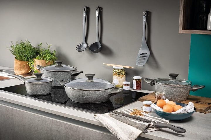 Tognana Pure Roq, Set Töpfe und Pfannen, 8-teilig, 2 Pfannen mit 1 Griff 24/28 cm, 2 Kasserollen 20/