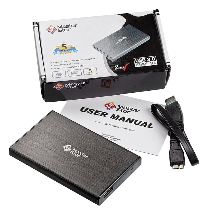 MasterStor schwarz Externe Festplatte USB 3.0 Super schnelle 2,5-Zoll SATA Externe Festplatte Laptop