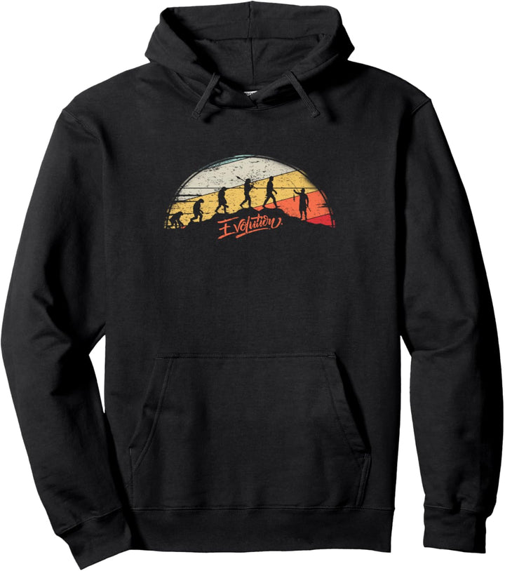 Retro Evolution für Angler Angelverein Angelurlaub Pullover Hoodie