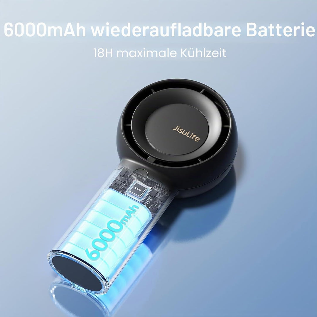 JISULIFE Tragbarer Handheld-Turbo-Ventilator [18 Stunden maximale Kühlzeit], 6000mAh USB wiederaufla