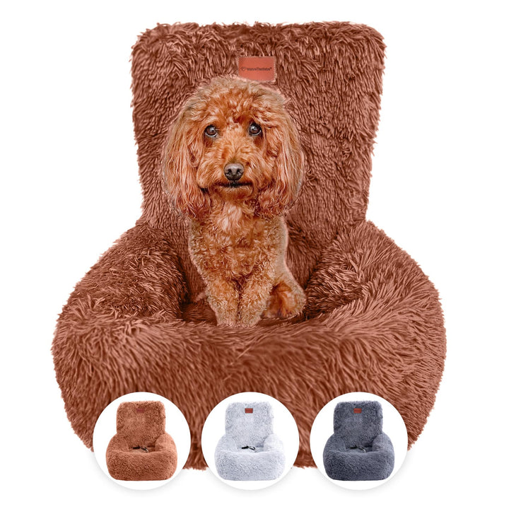 Wahre Tierliebe Hunde Autositz Fluffy inkl. Sicherheitsgurt - waschbarer Hundesitz Auto in schwarz/w