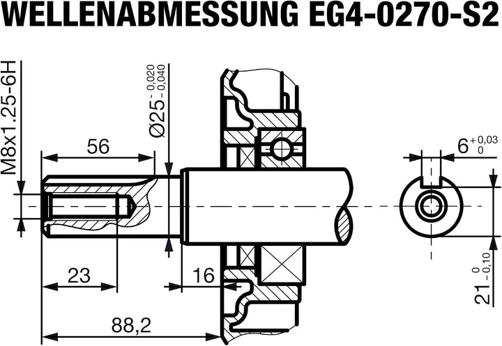 Rotek luftgekühlter 1-Zylinder 4-Takt 270ccm Benzinmotor, EG4-0270-5H-S2 zylindrisch D25 L:88mm (S2)